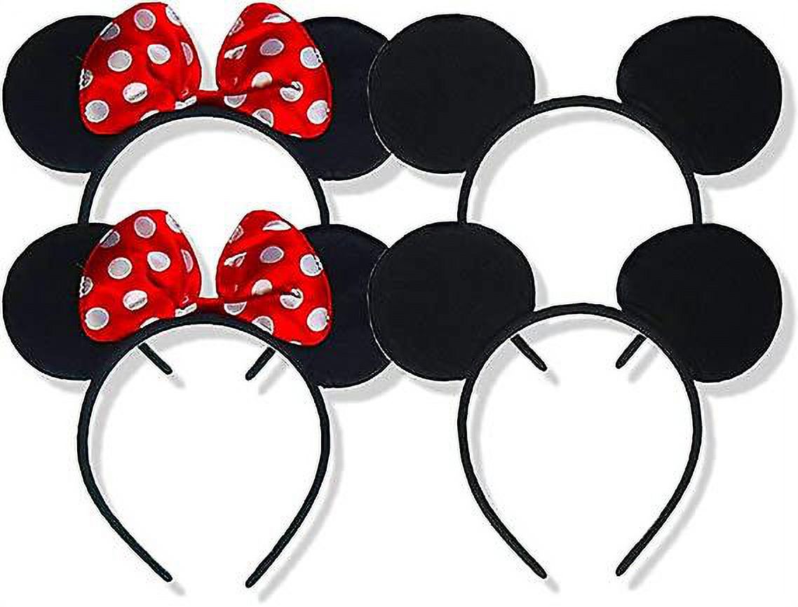 Lot De 12 Serre-têtes Oreilles Mickey & Minnie - Pour Déguisement, Fête D'anniversaire Enfant - Taille 23x18 Cm