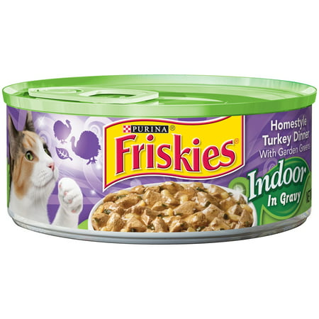 (24 Pack) Friskies Indoor Homestyle Turkey Dinner with Garden Greens Wet Cat Food in Gravy, 5.5 oz.