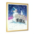 thumbnail image 2 of Designart Christmas Snowman With Cat Traditional Framed Wall Art, 2 of 4