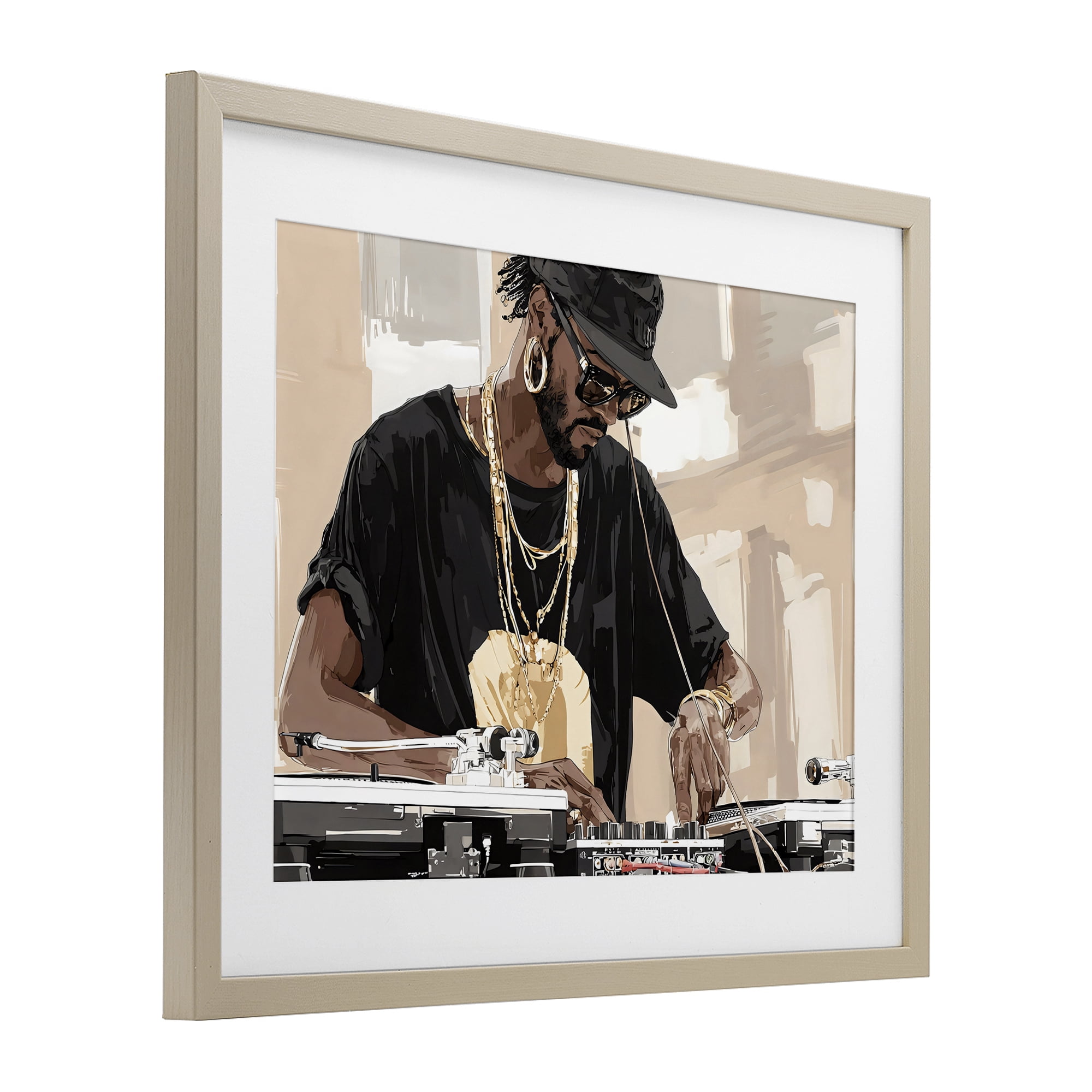 Stupell Industries Timeless DJ with Urban Rhythm Birch Framed Print Under Glass, design by Franklyn Gregory