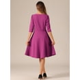 thumbnail image 3 of DARING DIVA Midi Boat Neck Short Sleeves A-Line Office Dress XS Purple, 3 of 6