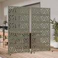 thumbnail image 2 of MAYEERTY Outdoor Metal Privacy Screen 6ft × 3ft Olive Gray, 6-Panel Geometric Y-Pattern Decorative Screen for Patio, 2 of 6