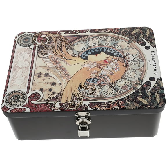 Eease Vintage Metal Tins Box with Lid & Padlock - Style 2