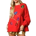 thumbnail image 1 of SUNSIOM Femmes Noël Sweatshirt, Pull à Manches Longues Col Rond Fendu à Sequins pour Usage Quotidien, 1 of 6