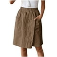 thumbnail image 2 of Sakmal Womens Shorts Wide Leg Plus Size Bermuda Brown Trendy Solid Womens Shorts with Pockets, 2 of 9
