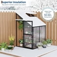 thumbnail image 5 of 4x4FT Lean-to Greenhouse – Walk-In Outdoor Garden Plant Shelter with Adjustable Roof Vent, Sliding Door, Sturdy Aluminum-Steel Frame, All-Season Plant Protection, Green-4x4FT, 5 of 7