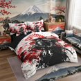 thumbnail image 2 of Manfei Graffiti Samurai Bedding Comforter Set for Boys Men, Red Wave King Bedding Sets, Black Red White, Black Reversible7 Pieces, 2 of 6