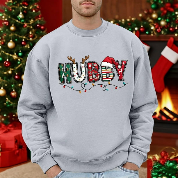 MHFRRA Sudadera Holgada de Manga Larga con Cuello Redondo y Estampado Informal para Hombre y Mujer Gris