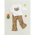 thumbnail image 3 of Bagilaanoe 2Pcs Toddler Baby Girl Halloween Outfits Long Sleeve T-Shirts Tops + Leopard Flare Trousers 12M 18M 24M 3T 4T 5T Kids Long Pants Set, 3 of 8