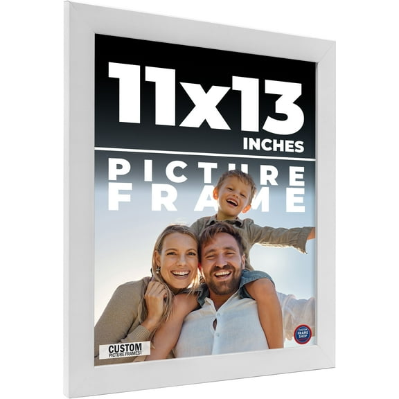 11x13 Frame White Solid Wood Picture Frame Includes UV Acrylic Shatter Guard Front, Acid Free Foam