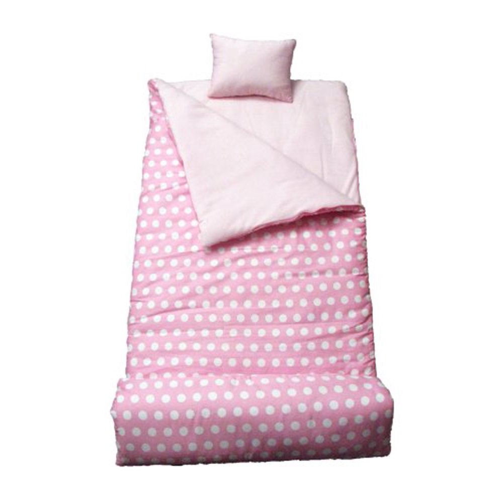 SoHo Slumber Bag for Kids, Pink & White Polka Dots, With Pillow and