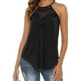 thumbnail image 2 of HAOAN Women's Sleeveless Swing Tunic T-shirts Blouses Summer Casual Lace Halter Neck Flowy Pleated Tank Top, 2 of 4
