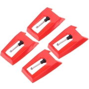 NICERIO 4Pcs Red Aluminum and Plastic Stylus Needle Replacement for Record Player Phonograph Turntable Accessory