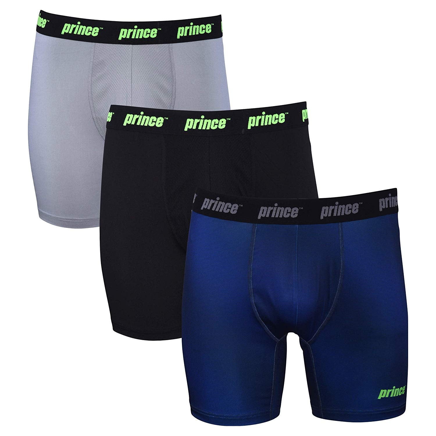 prince Mens Performance Boxer Briefs 3Pack Performance Fit Stretch