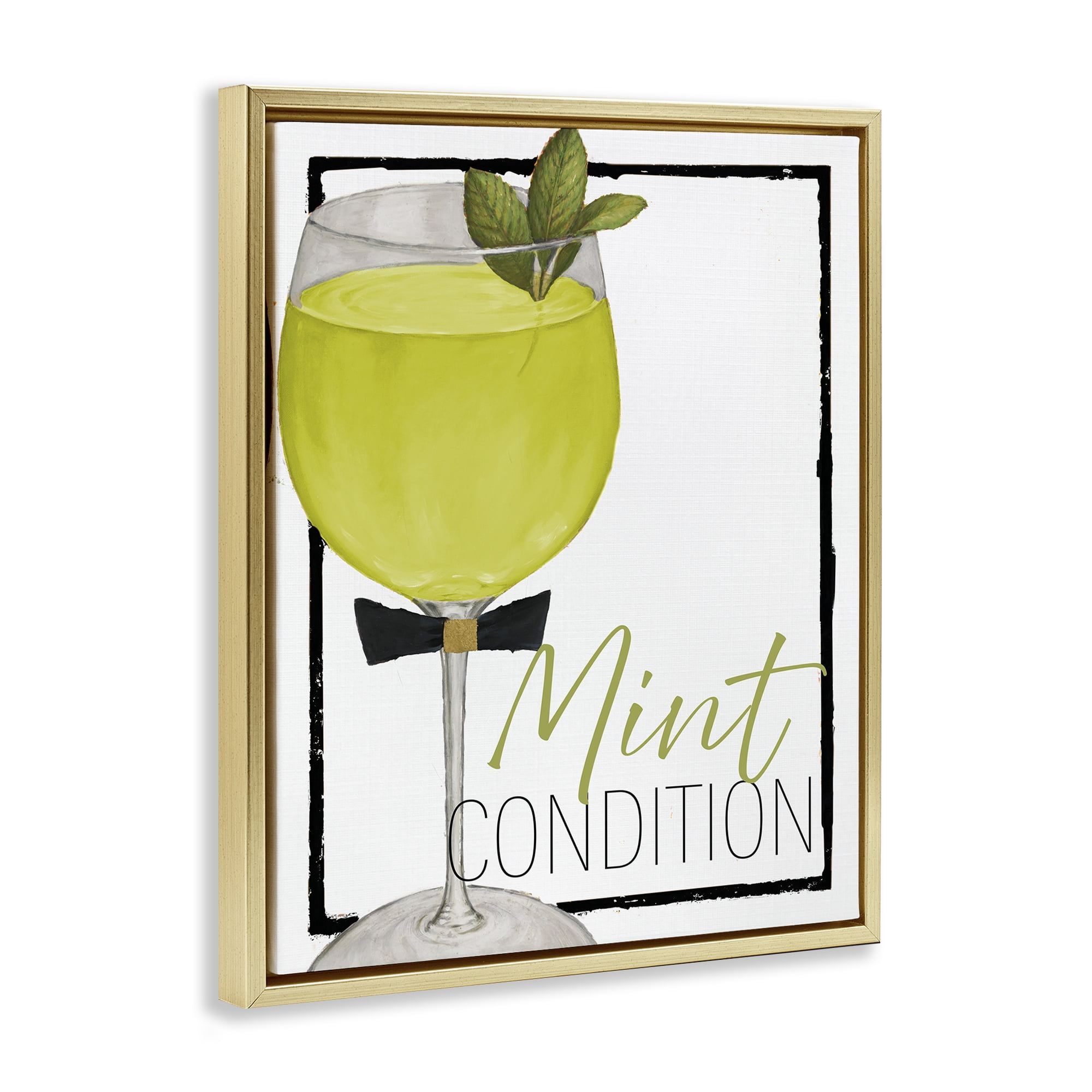 Stupell Industries Mint Condition Cocktail Gold Framed Floater Canvas Wall Art, design by Lorenzo Collective