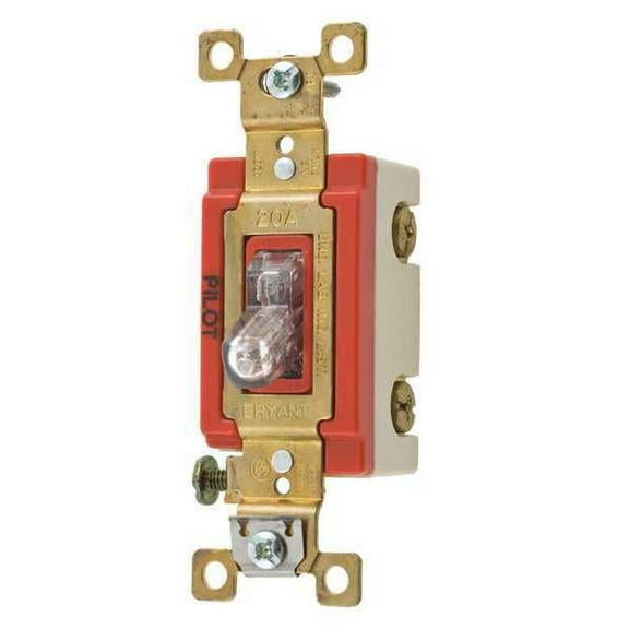 Bryant Pilot Light Wall Switch,Clear,20A 4901PLC120