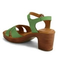 thumbnail image 2 of YDN Women Summer Round Open Toe Sandals Chunky Mid Heels Cross Straps Buckled Pumps Casual Daily Party Shoes Size 7 Green, 2 of 4