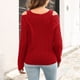 thumbnail image 5 of ICHUANYI Clearance Women's Off Shoulder V-Neck Sweater Women's Loose Winter Long Sleeve Knit Sweater(Red, L) ICHUANYI WER2023081503943, 5 of 6
