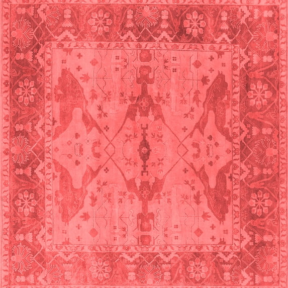 Ahgly Company Indoor Square Oriental Red Industrial Area Rugs, 8' Square