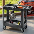 thumbnail image 1 of DEXTRUS Chariot Utilitaire Robuste à Roulettes avec Roues Verrouillables, Chariot de Service en Plastique HDPE à 2 Tablettes, Capacité de 550 Lb, 40 Pouces x 17 Pouces x 34 Pouces, pour Garage, Entrepôt et Atelier, Gris, 1 of 10