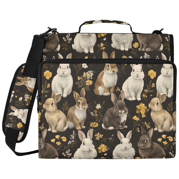 ALAZA Zipper Binder Rabbit and Flower Pattern 2 inch 3 Ring 500 Sheet Capacity Trapper Keeper File Folder Organizer Bag