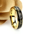 thumbnail image 2 of Men's Women's Tungsten Wedding Band Engagement Ring 6mm Meteorite Inlay Gold Plated Ring, SZ 9.5, 2 of 3