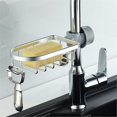 thumbnail image 1 of pieza, plateada, jabonera, estante de almacenamiento para baño y cocina con ganchos, no requiere perforación, 1 of 5