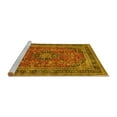 thumbnail image 2 of Ahgly Company Machine Washable Indoor Round Medallion Yellow Traditional Area Rugs, 5' Round, 2 of 4
