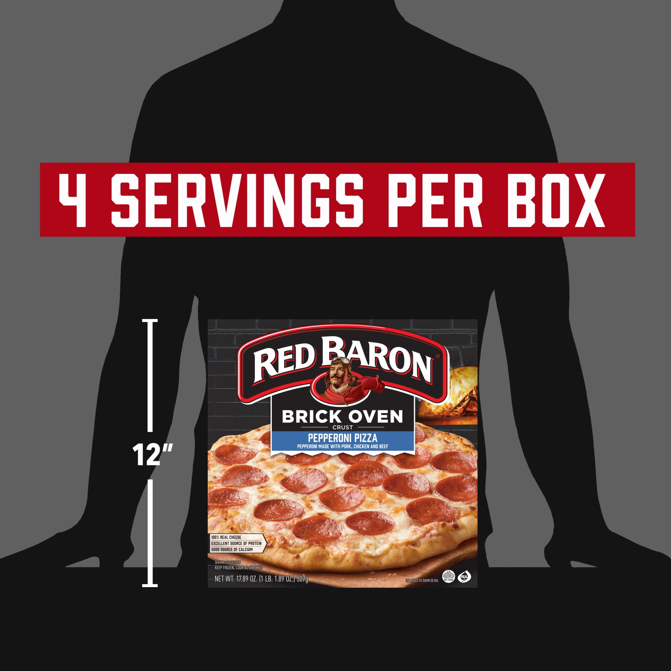 Red Baron Pepperoni Brick Oven Frozen Pizza, 17.89 oz
