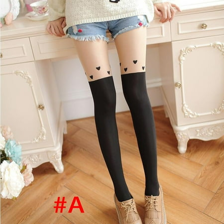 

MIARHB Women s Non-slip Thigh High Over Knee Fake High Cylinder Stitching Silk Stocking