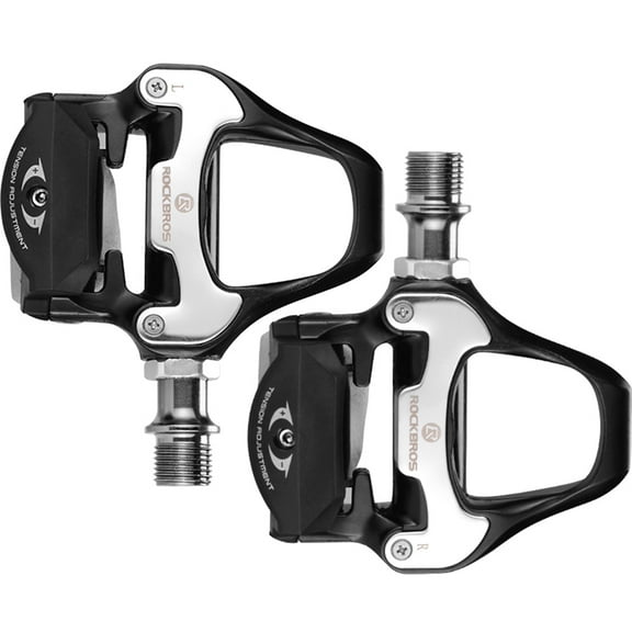 RockBros Cycling Pedals Cleapless Road Bike Pedals Bicycle Self-lock Pedals SPD-SL Cleat CR-MO Steel Axle Fit Shinmano Free Cleats 9/16"