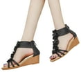 thumbnail image 3 of CAICJ98 Shoes for Women Womens Sandals Flip Flops for Women with Arch Support Summer Casual Wedge Thong Shoes Comfortable Platform Walk Sandal,Black, 3 of 4