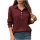 thumbnail image 3 of Camisas para mujer,Blusa informal de manga larga para mujer, cuello redondo, botones delanteros, tela de imitación, ideal para el hogar y el uso diario, sopatenor, 3 of 9
