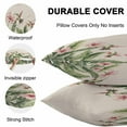 thumbnail image 6 of Outdoor Waterproof Pillow Covers Pack of 2, Summer Plants Green Bird Pink Flower Linen Texture Decorative Throw Pillowcases Cushion Covers for Garden Patio Tent Sofa Couch, 20x20 inch, 6 of 8