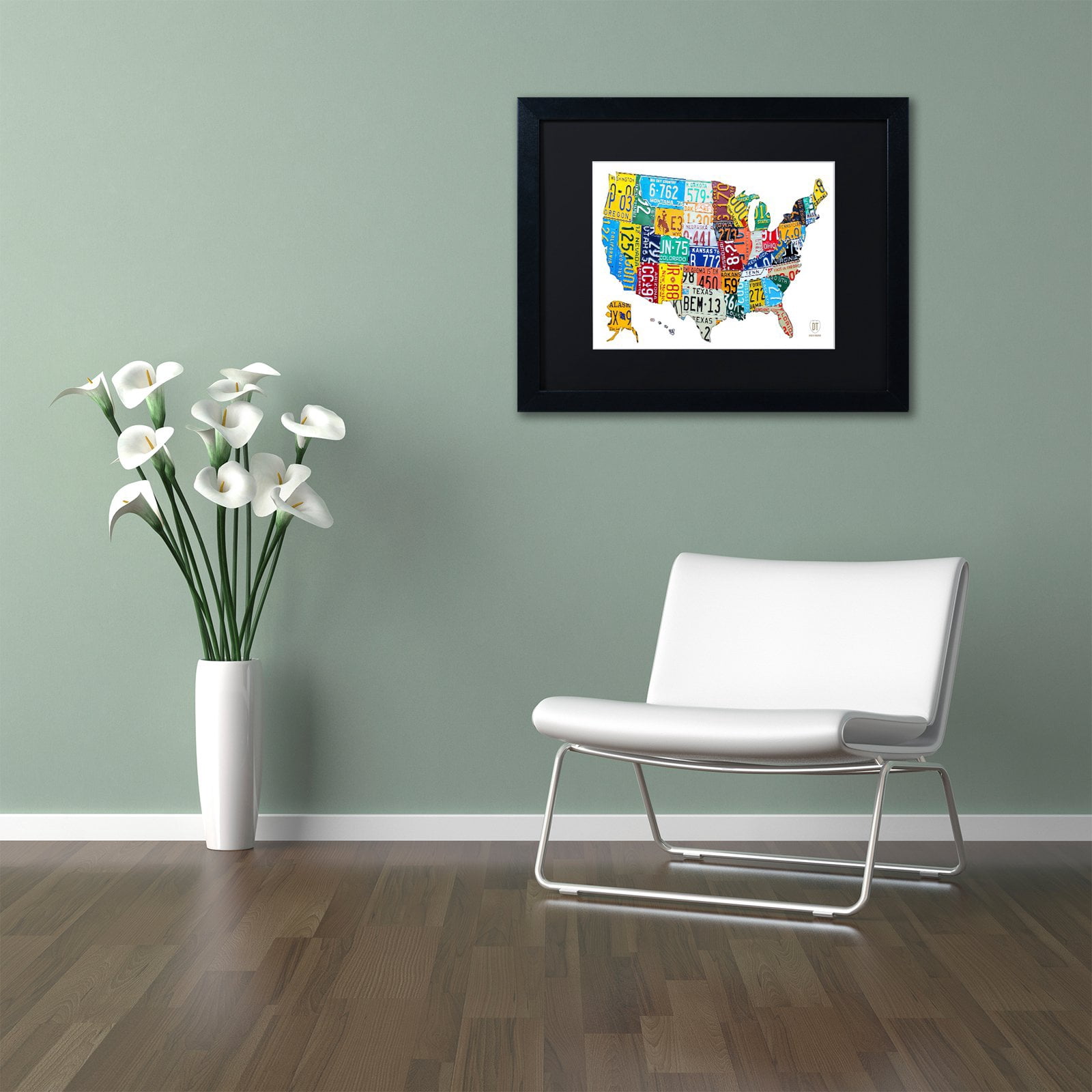 Trademark Fine Art 'License Plate Map USA 2' Canvas Art by Design Turnpike, Black Matte, Black Frame