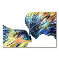 Elephant Stock Mother And Daughter Silhouette Ii Wall Art - Horizontal Canvas Wall Art - Living Room Wall Decor - People Canvas - White And Blue Decor - 39" x 26"