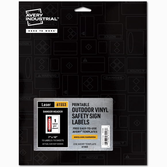 Etiquetas de vinilo Avery Industrial para letreros, 7 x 10 cm, imprimibles con láser
