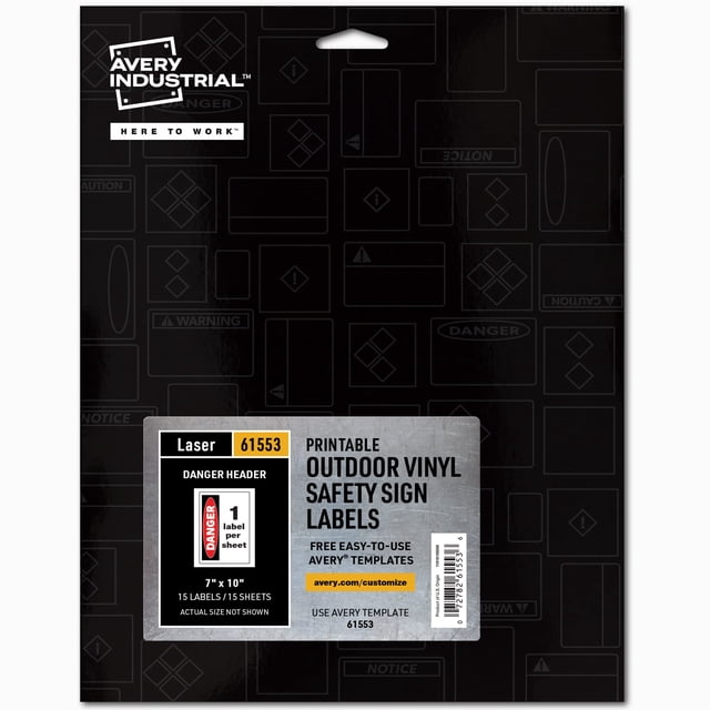 Etiquetas de vinilo Avery Industrial para letreros, 7 x 10 cm, imprimibles con láser