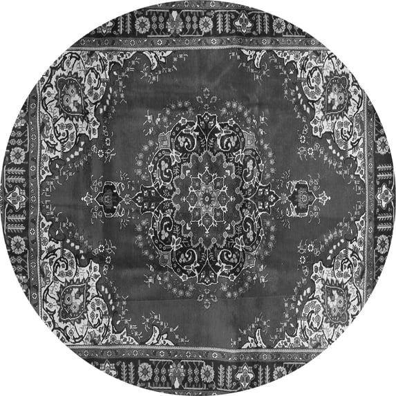 Ahgly Company Indoor Round Medallion Gray Traditional Area Rugs, 5' Round