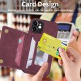 thumbnail image 5 of Feishell Back Flip Case for Apple iPhone 12 mini,Premium PU Leather Wallet Cover with ID Credit Card Holder & Zipper Pocket Magnetic Metal Button Kickstand Shockproof Phone Case,Winered, 5 of 6