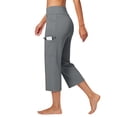 thumbnail image 6 of Athletic Capri Pants for Women Petite High Waisted Non-Slip Crossover Cargo Yoga Pull On Pants Straight Leg Workout Crop Trousers with Pockets Dark Gray S, 6 of 6