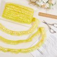 thumbnail image 3 of 11m Yellow Sequin Chiffon Lace Edge Trim Gathered Ruffle Elastic Organza Fabric Ribbon 3cm Pleated Mesh Stretch Fringe Trim for Cloth Craft Sewing Embroidered Wedding Party Decor, 3 of 5