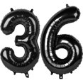 thumbnail image 1 of Globo Kelfuoya, 40 cm, negro, número 36, lámina de mylar, helio, 1 of 7