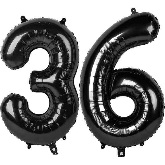 Globo Kelfuoya, 40 cm, negro, número 36, lámina de mylar, helio