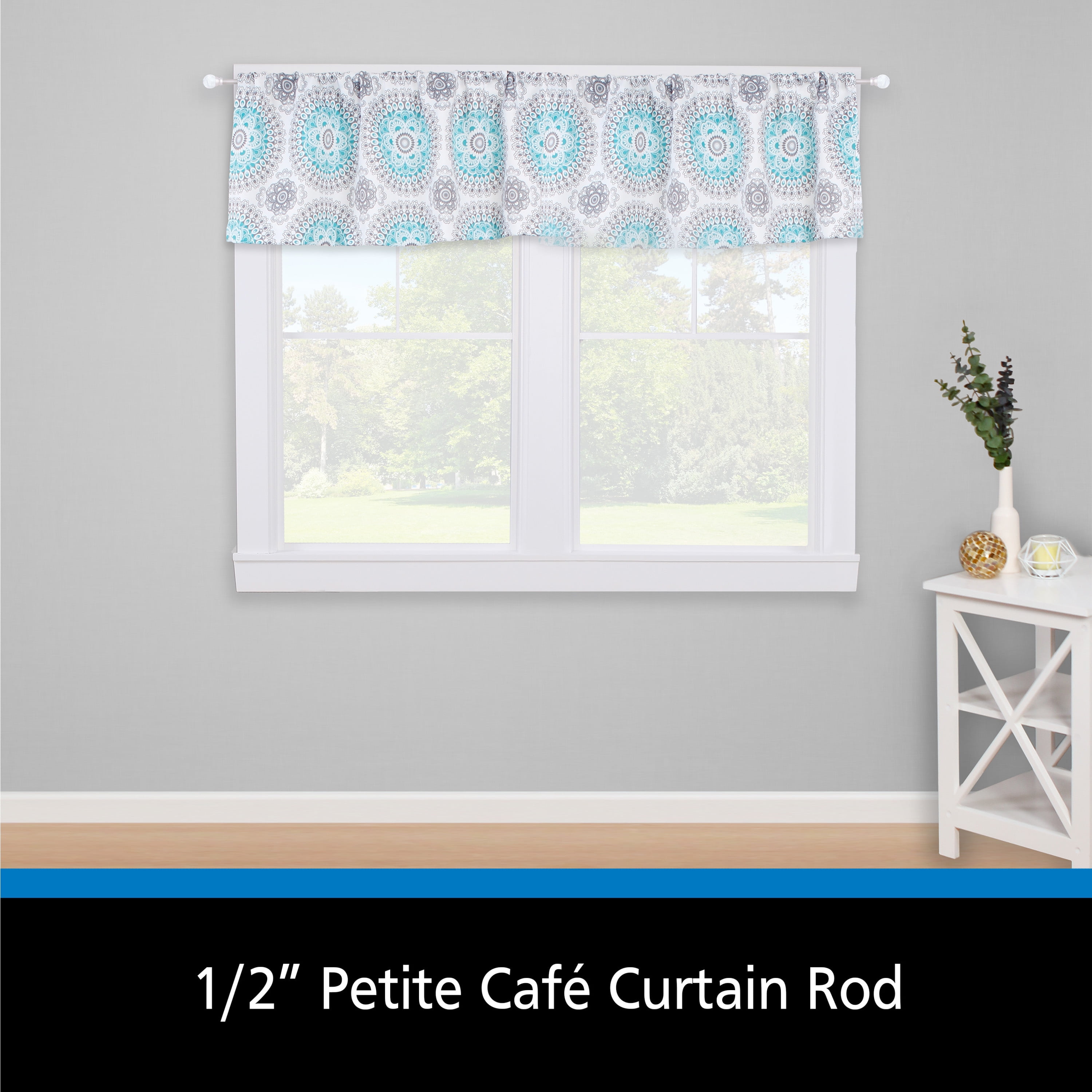 Mainstays 48-84 in. Crackle Petite Café Adjustable Curtain Rod, 1/2 in. Diameter, Brished Nickel