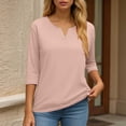 thumbnail image 6 of felwors 3/4 Length Sleeve Womens Tops Dressy Casual V-Neck Puff Sleeve Blouses Business Work Tunic Shirt S-XXL (Light Pink, XXXL), 6 of 7