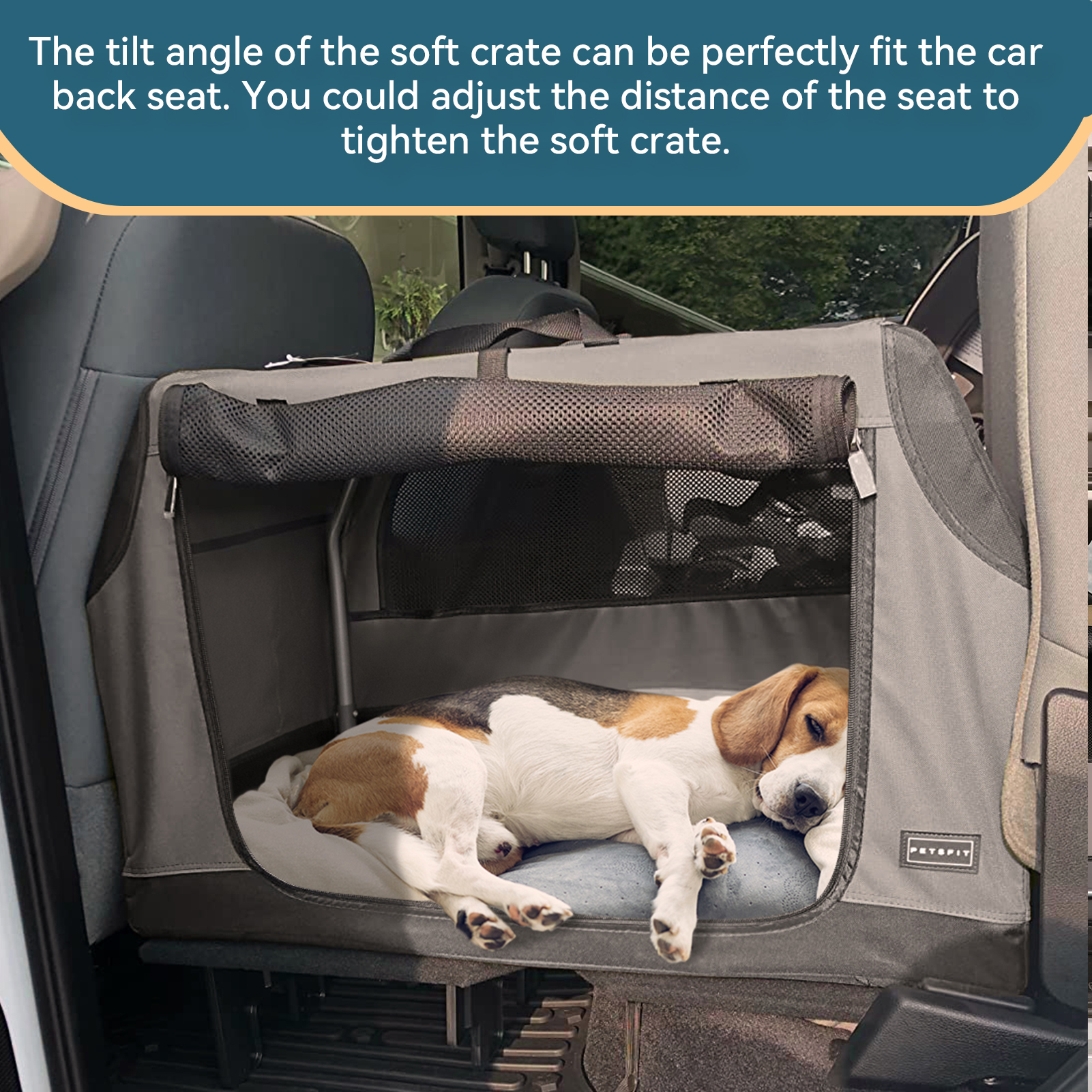Petsfit Portable Dog Crate, Adjustable Fabric Cover by Spiral Iron Pipe, Strengthen Sewing Collapsible Dog Crate 3 Door Design (30" x 20" x 19", Gray)