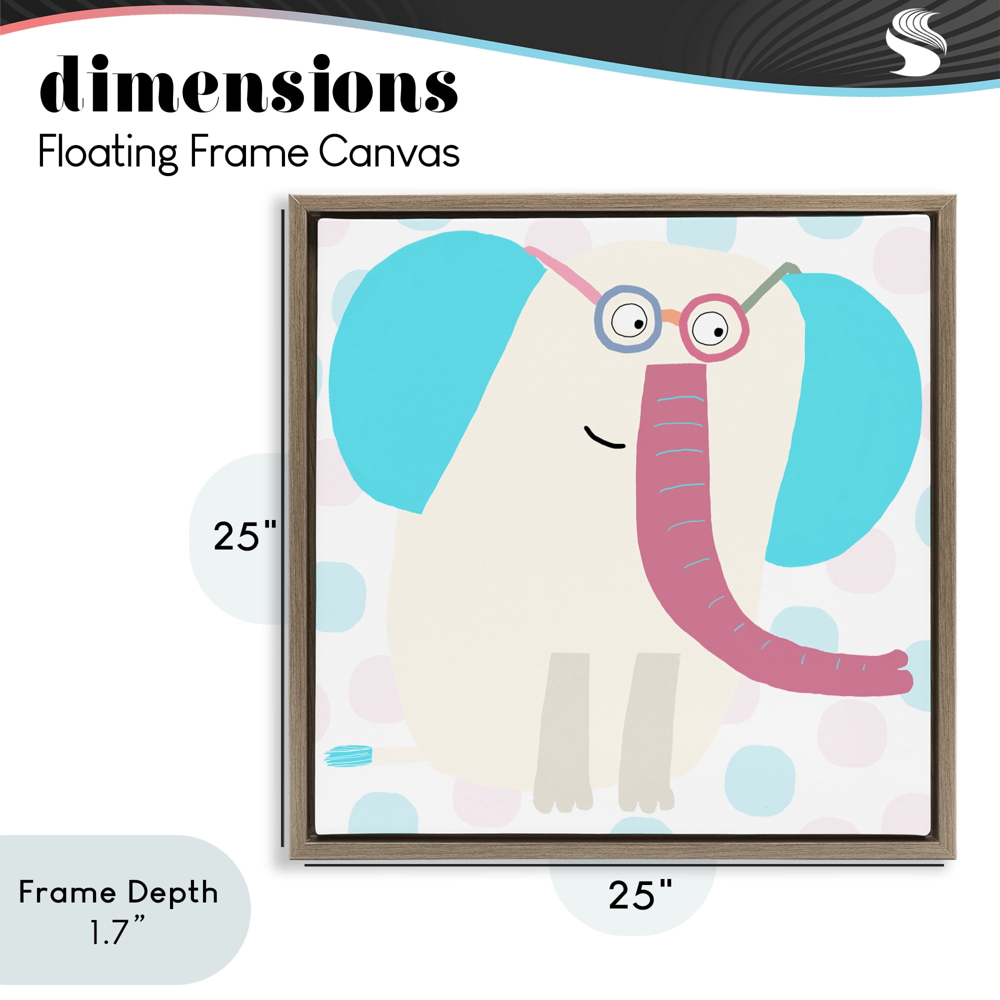 Stupell Industries Electric Blue Elephant Brown Framed Floater Canvas Wall Art, design by Carla Daly