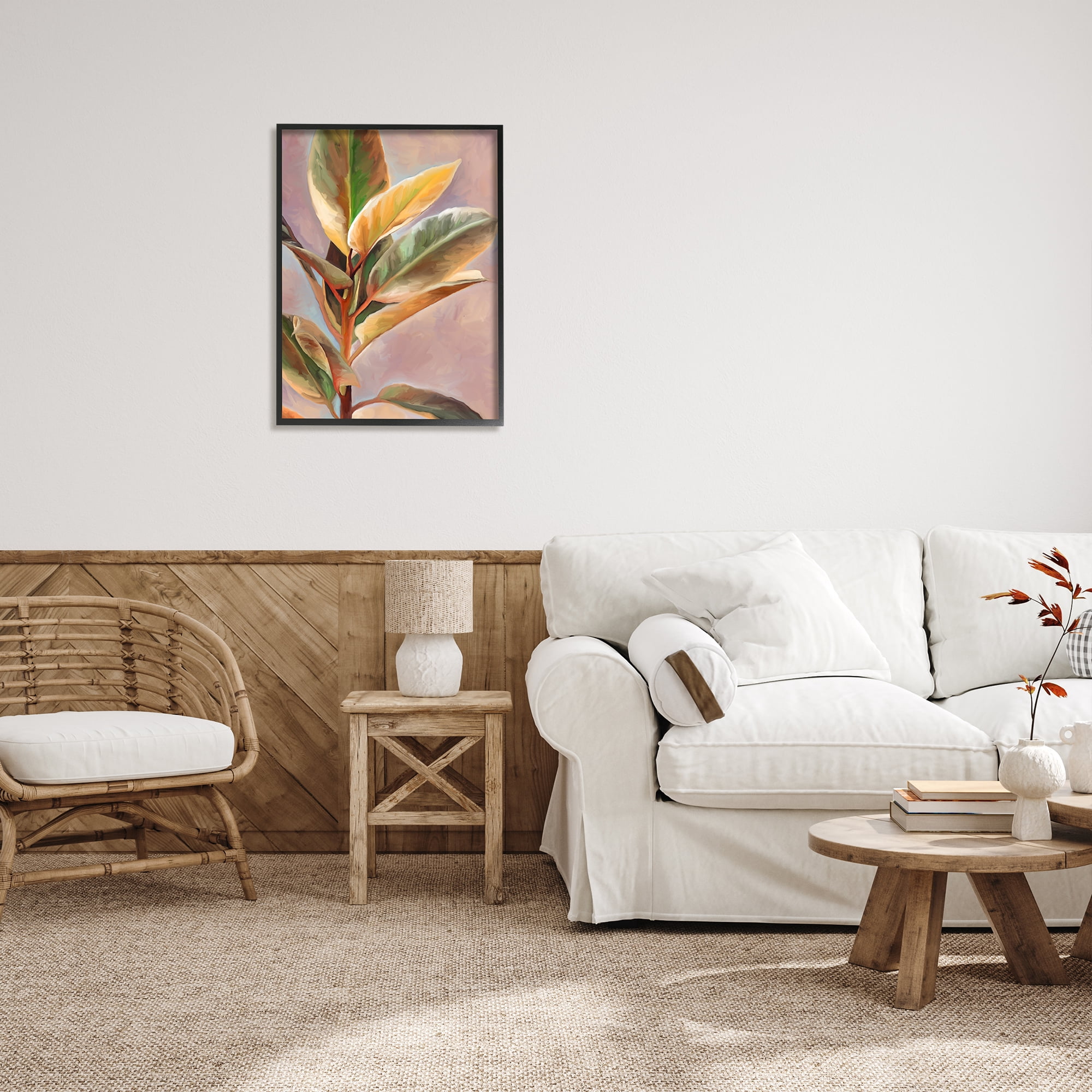 Stupell Industries House Plant Painting Botanical & Floral Painting Black Framed Art Print Wall Art, 24 x 30