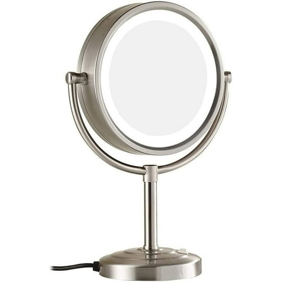 Wall-Mounted Makeup Mirror Quality 8.5 Inch Desktop LED Makeup Mirror Brushed Nickel Double Sided 3X Magnified Lighted